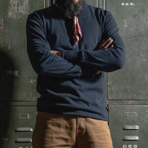 Bronson MFG Co Heavyweight Vintage Henley Long Sleeve Shirt Men's Size L